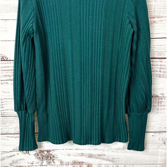 NEW Perfect Peach Women's Long Sleeve High Neck Rib Detail Sweater Green Small - Picture 3 of 12